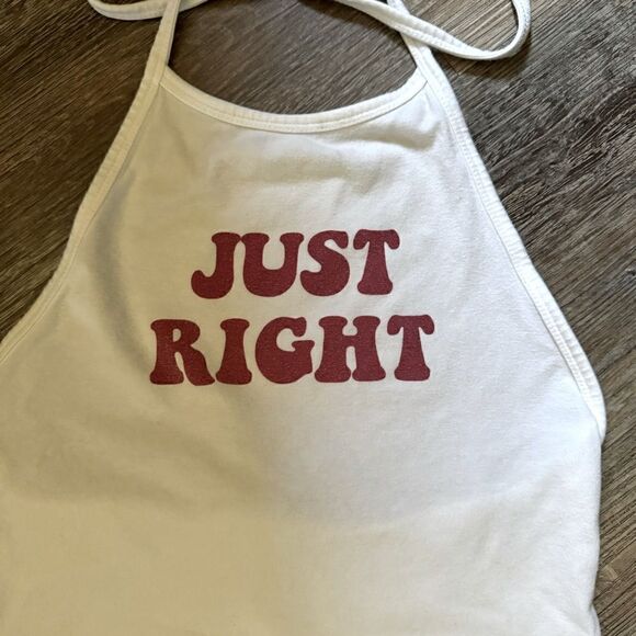 Forever 21 Red & White Graphic Cropped Halter Top Size Small - Picture 2 of 4